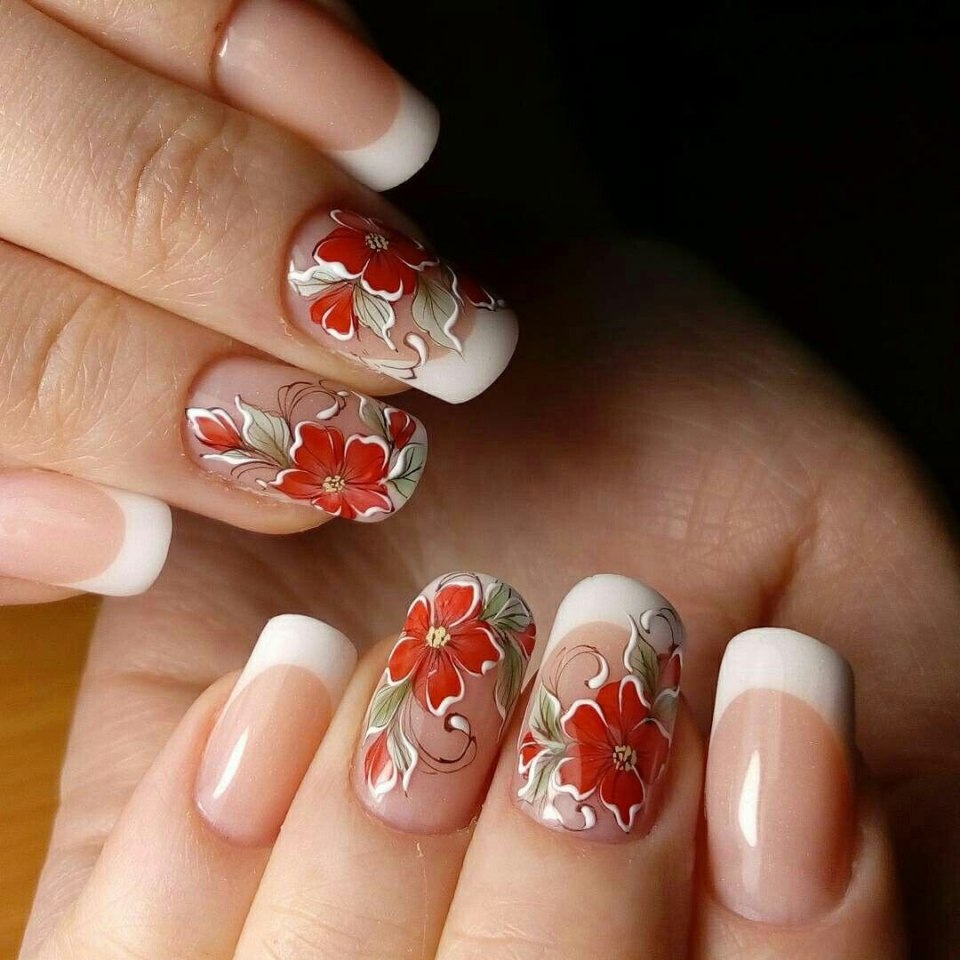 Красный френч с цветами
