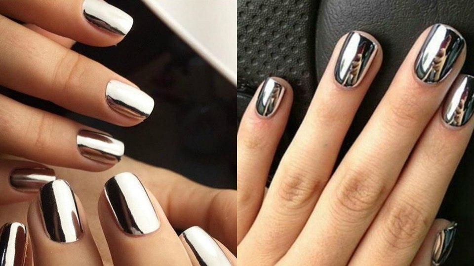 Зеркальный маникюр на короткие ногти