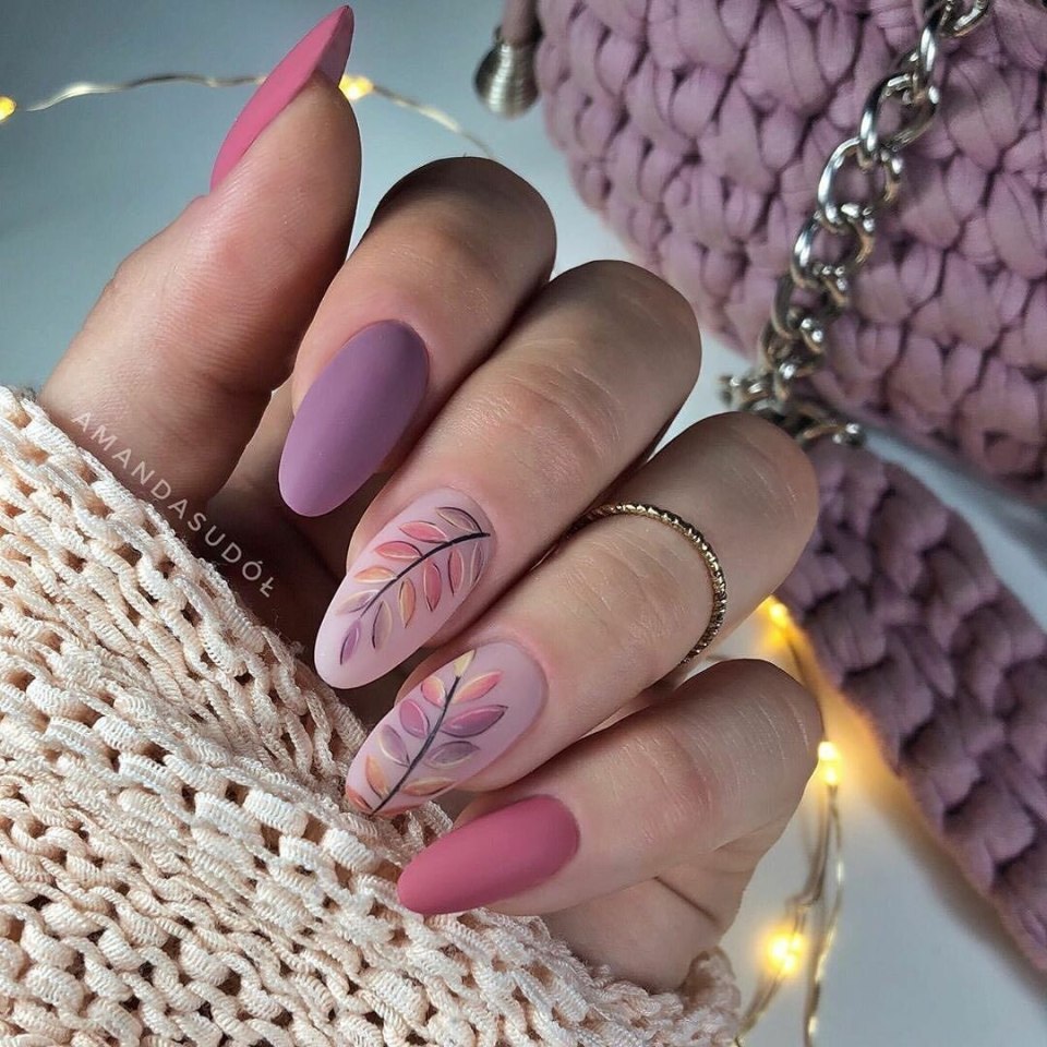 Осенний маникюр на длинные ногти