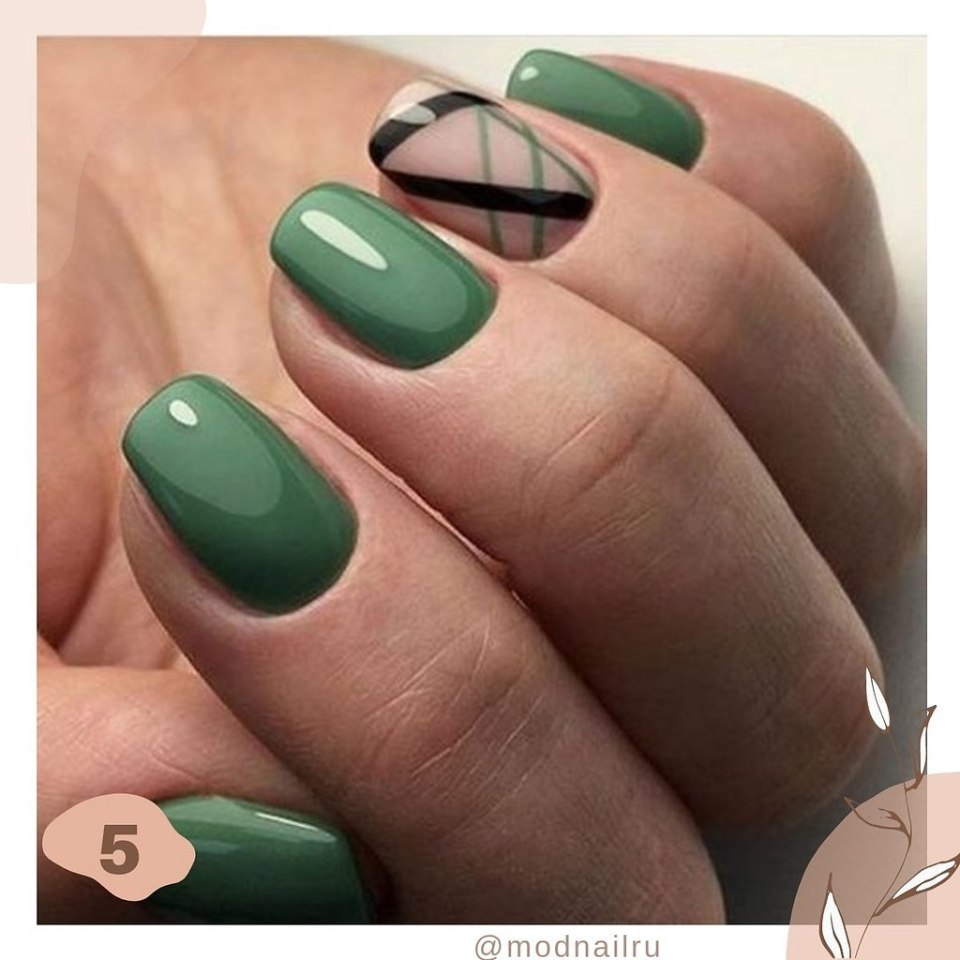 Маникюр в зеленых оттенках