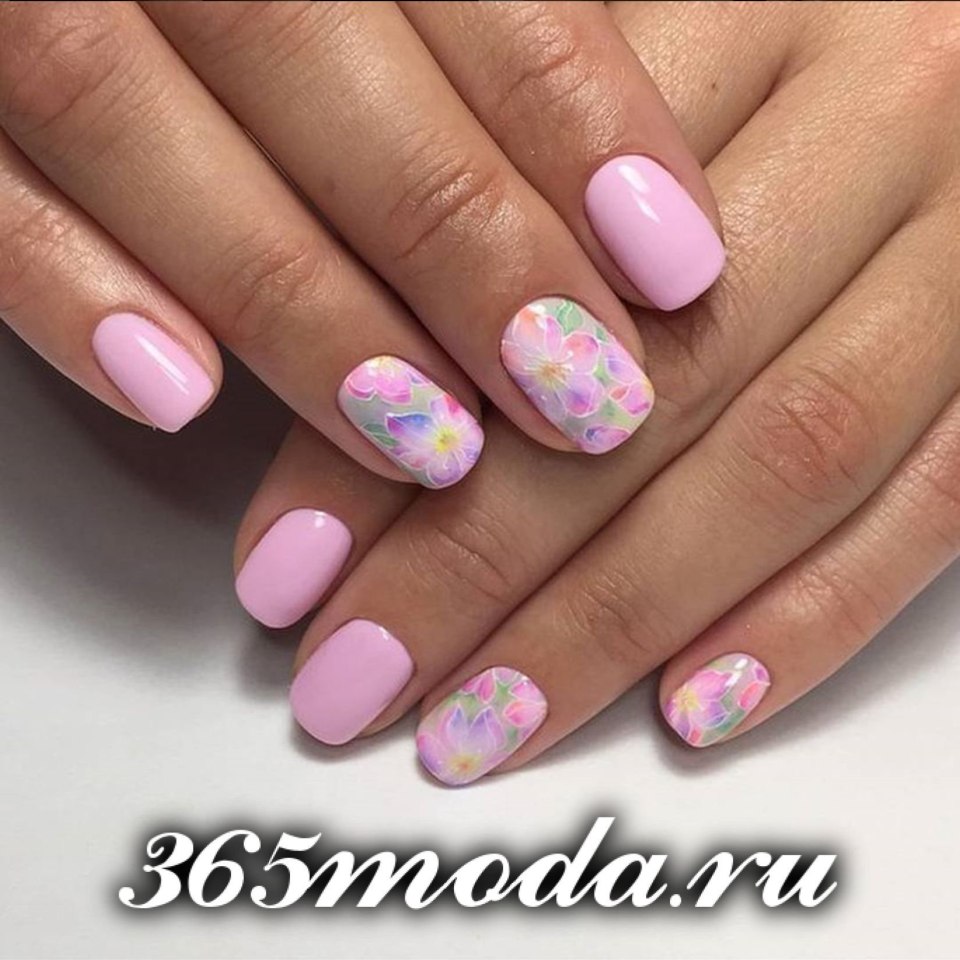 Шеллак на короткие ногти летний