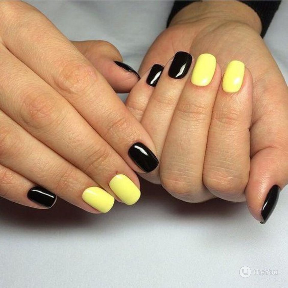 Маникюр черно желтый
