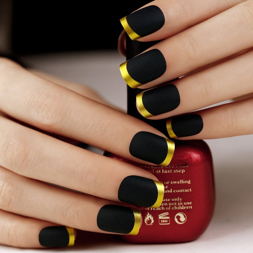 Маникюр черно желтый