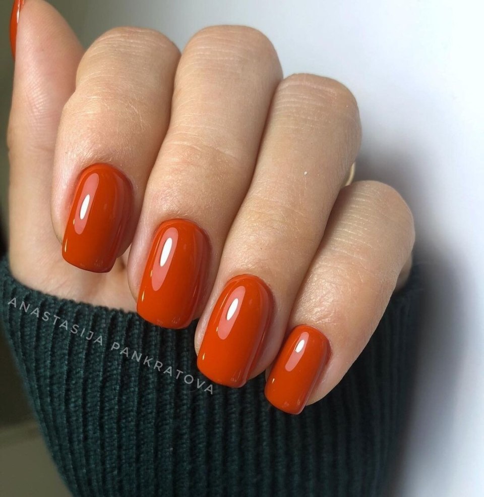 Осенний маникюр однотонный