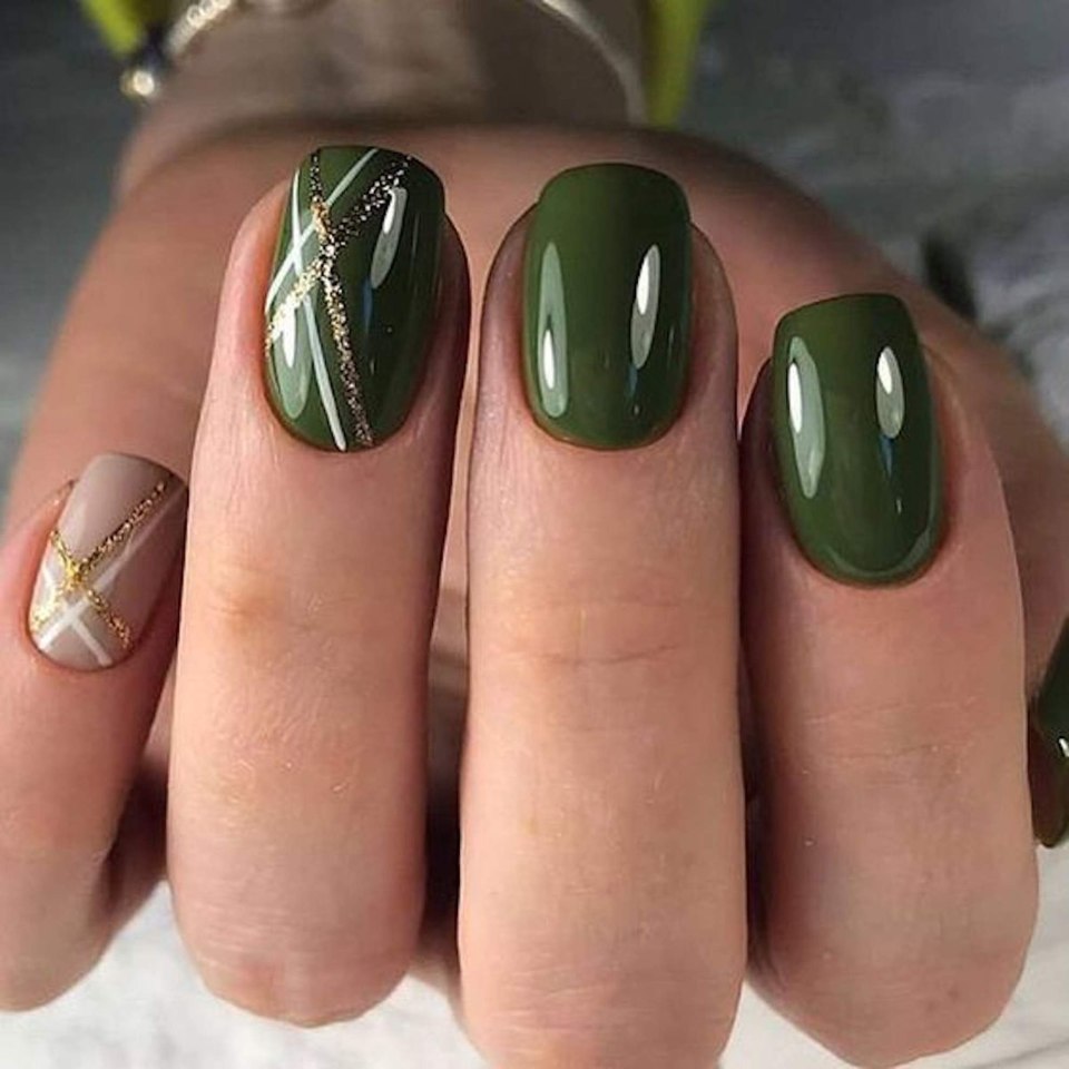 Оливковый маникюр