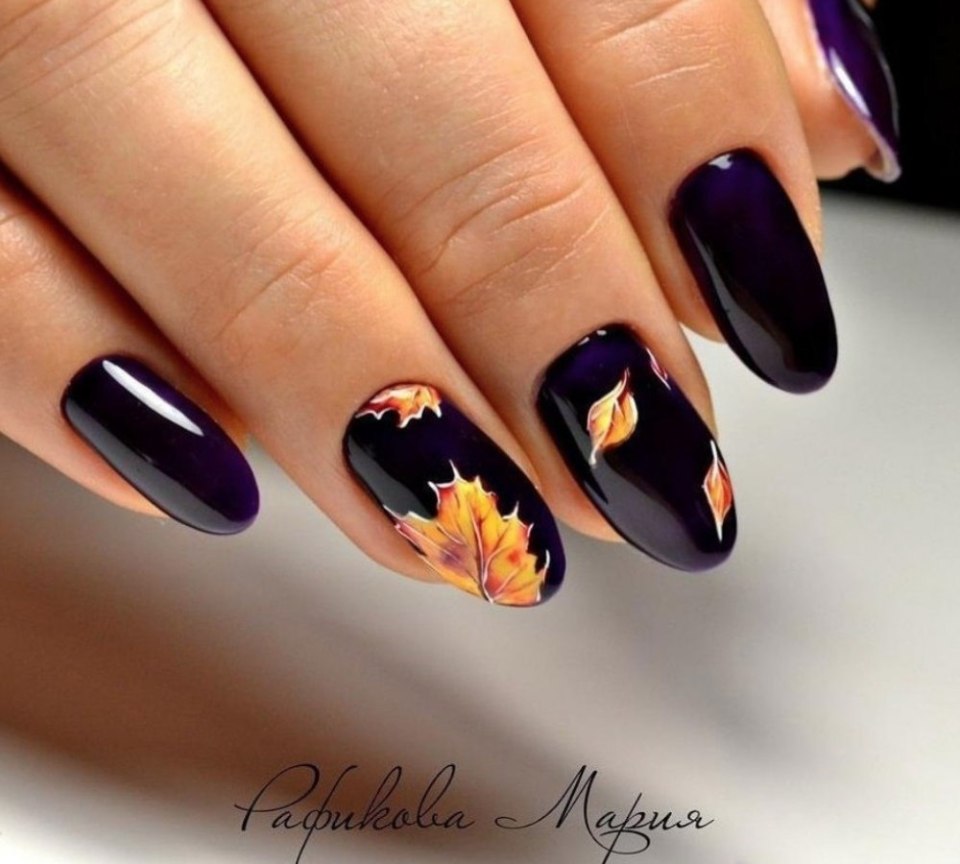 Осенний маникюр гель